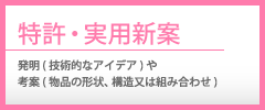 特許・実用新案　発明(技術的なアイデア)や考案(物品の形状、構造又は組み合わせ)